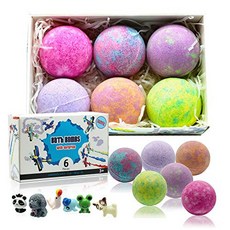 장난감이 들어있는 베쓰밤 6개 세트 ENJOYFUL Kids Bath Bombs Gift Set with toy Surprise inside, 본문참고, 본문참고