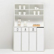 필웰 MN1873 무노 4칸 분리수거함 수납장 세트, 화이트