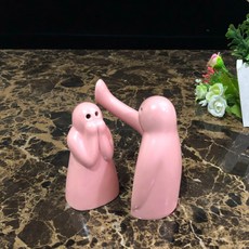 벽치기 벽쿵 심쿵 로맨틱 소금 후추통 2P+나무받침대 세트, 핑크 벽동 후추 소금통 (나무 받침대 제외)개