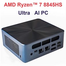 게이밍 미니 PC 데스크탑 컴퓨터 울트라 AI AMD Ryzen 7 8845HS 와이파이 6 BT5.2 USB4.0 DDR5 5600Mhz NVMe SSD Wins11 프로, 없음, 없음, 24) DDR5 64GB 1TB - EU