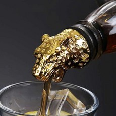 와인디캔터 합금 및 실리콘 에어레이터 푸어 주둥이 코끼리 마개 주류 병, 9.Gold leopard, 1개