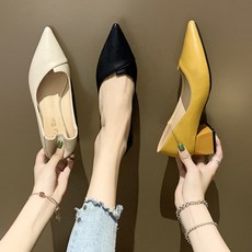 여성봄가을키높이가죽통굽구두