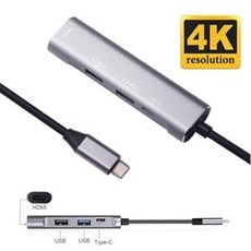 [해외] 알루미늄 타입 c 4 in 1 usb 허브 삼성 s8 s9 plus usb c macbook 용 hdmi c 어댑터 모드 pc 용 huawei companion 20 p2, 상세내용표시