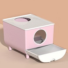 개폐형 고양이 화장실 살균 후드형 대형 자동화장실 완전 밀폐형 변기 물 튀김 방지 똥 소취 서랍 형 특대, 1개