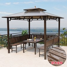 DIPYLON 평상정자 막가육각정 농악별장 정원 야외정원 이동조립 옥상 정자 옥외정자, 사각 정자에 좌판+테이블