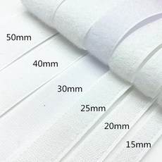 검은색 흰색 재봉 패스너 테이프 후크 루프 케이블 타이 마당, White 1 Pair, 50mm wide, 1개