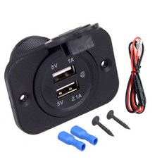 듀얼 USB 충전기 소켓 패널 방수 3.1A 4.2A 전원 콘센트 어댑터 LED 빛 12-24V 자동차 보트 해양 모바일, 03 3.1A with wire, 1개