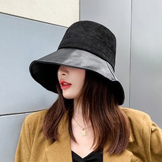 샵포유 스타일리쉬 인조가죽 벨트퍼 큰챙 패치워크 어텀 클래식 드랜드 클로슈햇 겨울 가을