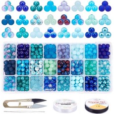 PH PandaHall 24색 8mm 라운드 글라스 비드 블루 씨글라스 루즈 비드 어소트 로트(브레이슬 목걸이 공예 DIY 주얼리 만들기