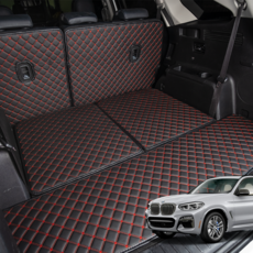 BMW X3 IX3 차박 트렁크매트 가죽 차량용품, 트렁크매트 + 등받이, 블랙, iX3 (2022년 ~)