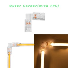 COB LED 스트립 고속 커넥터 SMD COB 5050 2835 단색 LED 테이프 솔더리스 직각 와이어 2 핀 8mm 10mm 2, 41) L type - 20pcs-2pin 8mm Ip