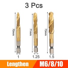 36pcs 탭 드릴비트 14 육각 섕크 기계 핸드 탭 티타늄 코팅 hss 드릴링 탭 비트 나사 나사 도구 m3 m4 m5, 3pcs 골드 b-l