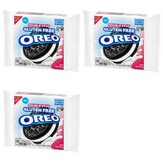 Oreo Double Stuf Gluten Free Chocolate Sandwich Co 오레오 더블 스터프 글루튼 프리 초콜릿 샌드위치 쿠키 - 재밀봉 가능한 봉지 3개로 구성, 3개, 39.774kg