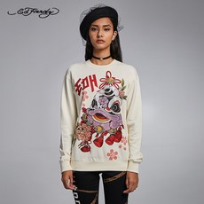 이지맨투맨 EDHARDY 가을 여성 스타일리쉬 클래식 플라워 프린트 슬림