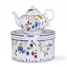 Wild Berries 본 차이나 찻주전자 선물 상자 포함 1080ml388액량 온스 루즈 티용 장식용 식기세척기 사용 가능, 와일드 베리, 1개