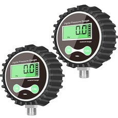 Uharbour 디지털 가스 압력 게이지 0.6cm(1/4인치) NPT 하단 커넥터 및 고무 프로텍터 0-250psi 정확도 1% .F.S., 버튼 마운트, 200PSI 2개, 1개