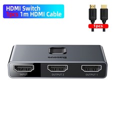 Baseus 베이스어스 HDMI 분배기 4K HDMI 스위치 어댑터 스위처 2 in 1 out PS4/3 TV 박스 스위치, HDMI Switch Bundle 1