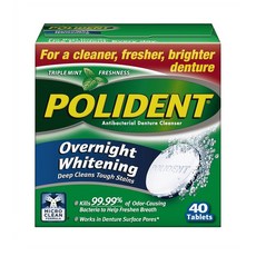 Polident Overnight Whitening Triplemint Freshness 폴리덴트 오버나이트 화이트닝 항균 의치틀니 세정제 트리플민트 후레쉬니스 40타블릿 3팩