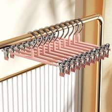 쿠빙홈 설렘뿜뿜 인테리어 논슬립 코팅 바지걸이 10개, 핑크, 1세트