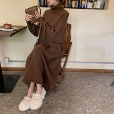 이거사자 데일리 루즈핏 폴라넥 니트 롱원피스 패션의류