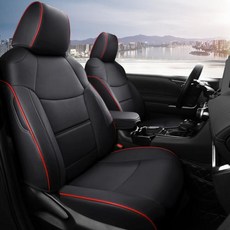 도요타 Rav4 2019-2024 하이브리드/가솔린 프리미엄 가죽 방수 보호 세트 자동차 스타일링 특수 시트 커버 디자인, 5) Wine Red 20-21, 1개