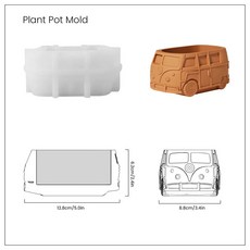 실리콘몰드 벽돌 대형 다양한 감성선물 레진아트 금형 비누 DIY 수제 만들기, Van Bus Retro Car, 1개