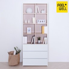 필웰 앨빈 시스템 책장 겸 수납장800 B-서랍셋오픈형 DVX BC8913, 화이트
