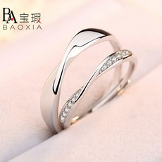 뫼비우스 반지 커플 여성 남성 쌍 스털링 실버 일본과 학생 검지 색 단순