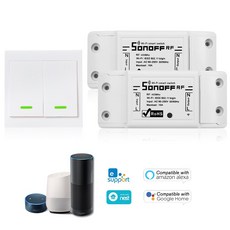 SONOFF 지능형 음성 2PCS 무선 RF 원격 제어 스위치 RF433MHz 수정 부재 (2) IM151116003 + 1 일 433 86 리모콘 키패드 타입 도로, 2개