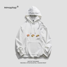가을후드티 MOPTOP 드랜드 남성 청유소년 힙합 풀오버 플라워 프린트 운동 와이드 루즈핏 코트