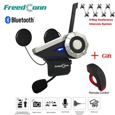 T-Rex Full Duplex 1500M Motorcycle Group Talk System BT Interphone FM Radio Bluetooth Helmet Intercom Headset+ Remote Control/T-Rex Full, 1개