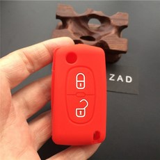 자동차 인테리어 ZAD-실리콘 자동차 키 케이스 커버 푸조 207 208 206 307 308 407 RCZ 시트로엥 C2 C3 C4, [02] 빨간, 02 빨간