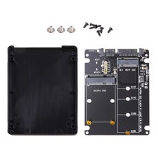 2 in 1 msata/m.2 ngff to sata3 컨버터 어댑터 카드 케이스 인클로저 2.5 인치 SSD 솔리드 스테이트 디스크 드라이브, 검은색