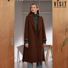 VISIT IN NEWYORK 믹스드 패브릭 벨티드 핸드메이드 코트(VVAHCV9)