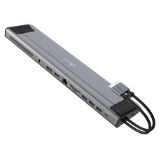 이지넷 유비쿼터스 넥스트 12 in 1 C타입 멀티포트 도킹스테이션 USB허브 JCD552, 실버