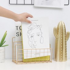 실내 인테리어 잡지 꽂이 철제 북엔드 잡지꽂이, 골드