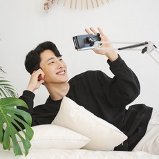 피넛 탄소강 스마트폰 태블릿 거치대 자바라 포함 블랙 1개