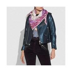[해외]여자명품코치스카프 Coach Scarf 23759 Silk Feather Stars Multi Primrose Pink Purple Shawl Wrap