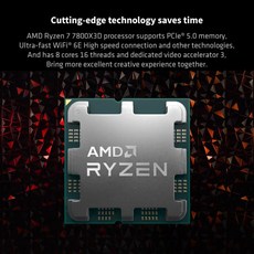 AMD Ryzen 7 7800X3D 5.0 GHz 8 코어 16 스레드 CPU 프로세서 5NM 96M 100-100000910 소켓 쿨러 없는, 01 CHINA, 1개