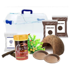  로라펫 코코피트 바닥재 크러스트 사료 소라게 키우기 세트, 혼합색상 