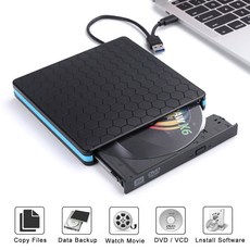 외장 CD 드라이브 USB 3 0 C타입 외장 DVD CD VCD 버너 리더 라이터 드라이브 플레이어 Mac PC용 광학 드라이브, 1개