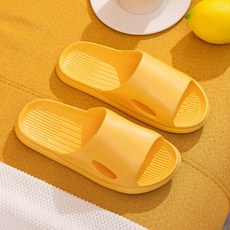 DFMEI 실내화 남녀 여름철 미끄럼 방지 똥 밟는 느낌 가정용 샌들 커플 욕실 밀기, 38-39, 노란색