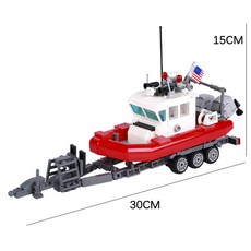 MOC 시티 피규어 자동차 삽 제설기 스피드 보트 빌딩 블록 마을 농장 지게차 트랙터 삼륜차 모델 브릭 선물, Speedboat, 1개