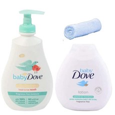 Generic 도브 베이비 목욕 세트 리치 모이스처 헤드 투 토 워시 로션 + 천, Generic 도브 베이비 목욕 세트 리치 모이스처 헤, 1개