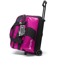 Pyramid Path Deluxe Double Roller with Oversized Accessory Pocket Bowling Bag, Black/Hot Pink