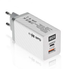 핸드폰충전기 탄소 섬유 충전기 갈륨 질화물 65W QC3.0 고속 PD 노트북 각기 다른 국가 및 지역에 적합, 02 white EU, 1개