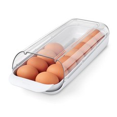 YouCopia FridgeView 롤링 에그 홀더 쌓을 수 있는 계란 정리함 냉장고 보관용 탈착식 트레이 포함