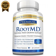 Premium Certified RootMD - 모발 성장 촉진 모낭 재생 두피 순환 개선 비오틴 구리 토코페릴 아세테이트 톱 팔메토 올 내추럴 비건 프렌들리 60캡슐, 1개, 60정 - 토코페릴아세테이트