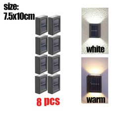 스마트 태양광 LED 야외 조명 방수 정원 장식 램프 발코니 마당 거리 벽 1 ~ 16PCs, 8PCs Large 2LED, White Light