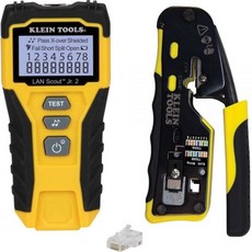 Klein Tools LAN Scout Jr.2 동축 크림퍼스트리퍼커터 공구 패스스루 모듈식 데이터 플러그 80072 RJ45 케이블 테스터 키트, Cable Tester Kit